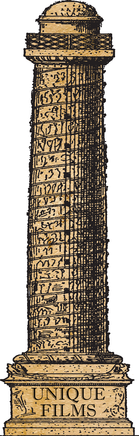 Image of a Trajan's column with Unique Films enscribed at base.